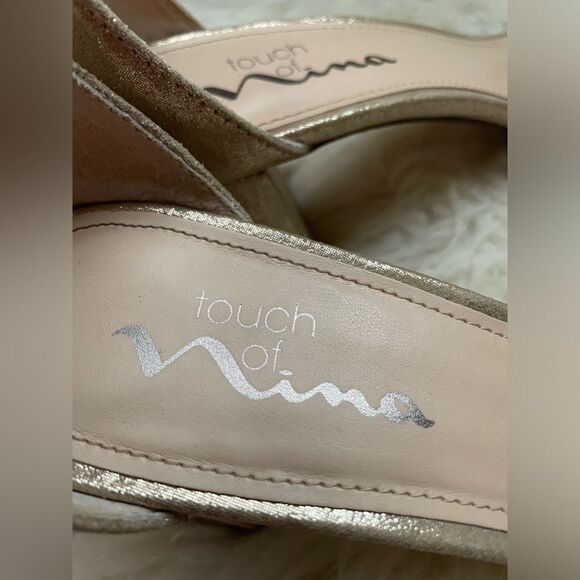 Nina Ankle Straps Rhinestones Rose Gold Satin Block Heels 8 - Picture 7 of 7